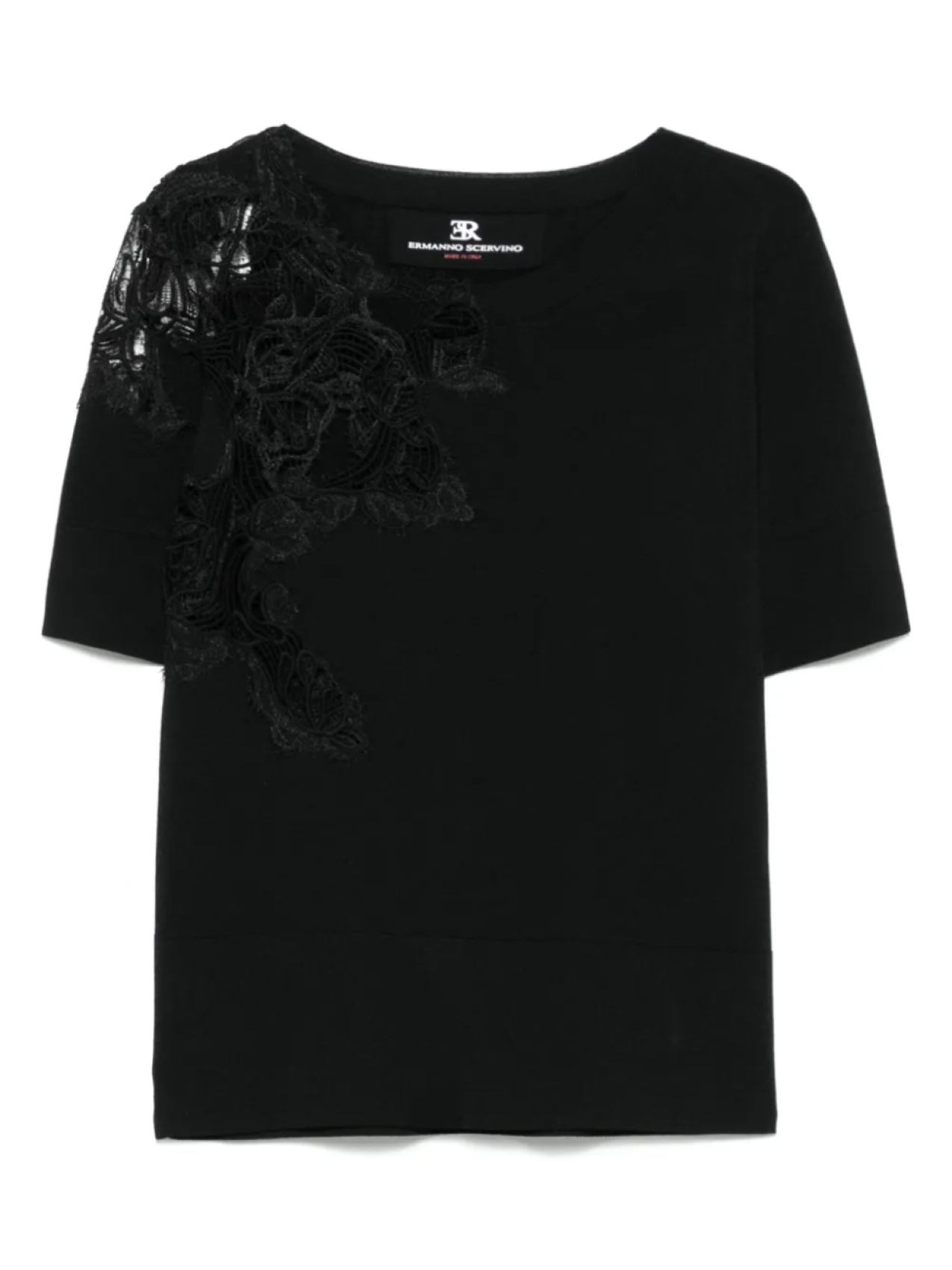 

Футболка Ermanno Scervino с кружевной аппликацией, черный