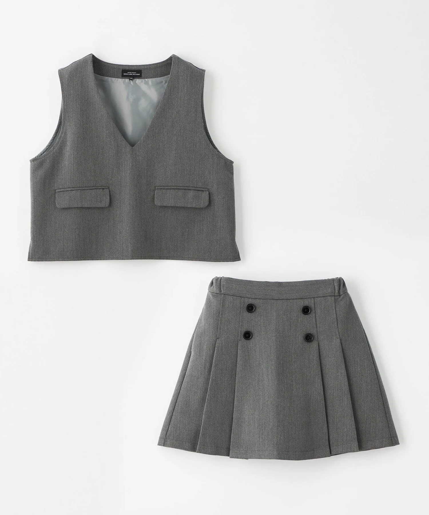 Комплект из жилета и плиссированной юбки / Детский 100-130 см United Arrows Green Label Relaxing, MD.GRAY — фото 2