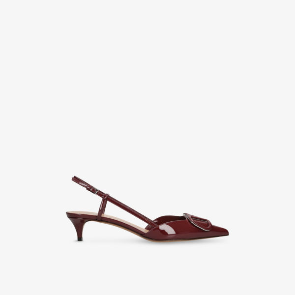 Лодочки Valentino Garavani Vlogo signature лаковые на ремешке, винный