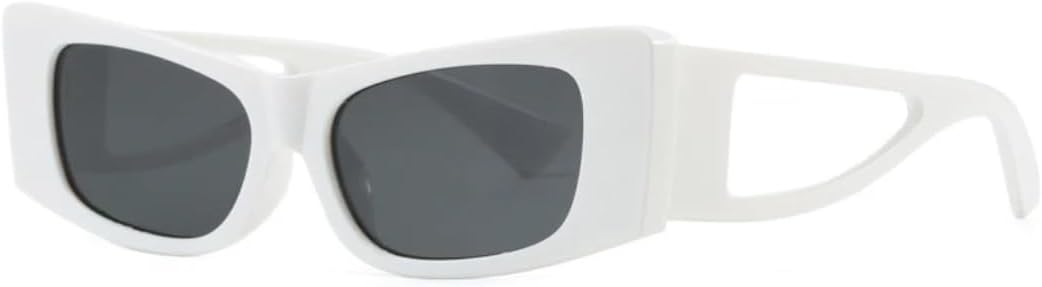 

Ретро-солнцезащитные очки «кошачий глаз» для женщин, модные черные очки с защитой от УФ-излучения UV400, мужские трендовые очки с заклепками в стиле панк TVTBBVV, White Black