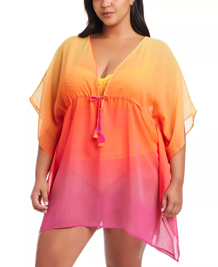

Пляжный кафтан с омбре Plus Size Ombré Beat The Heat Bleu by Rod Beattie, красный