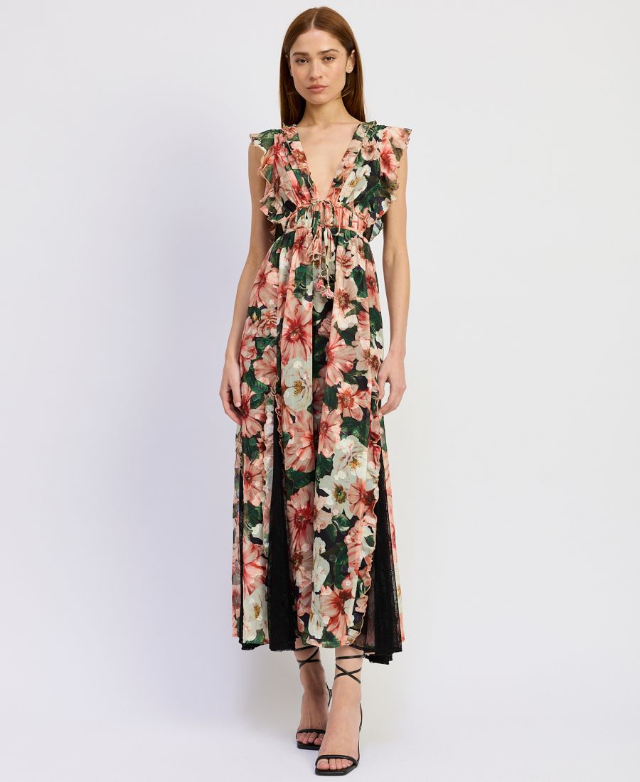 

Женское длинное платье Clarabell с V-образным вырезом En Saison, Black Red Olive