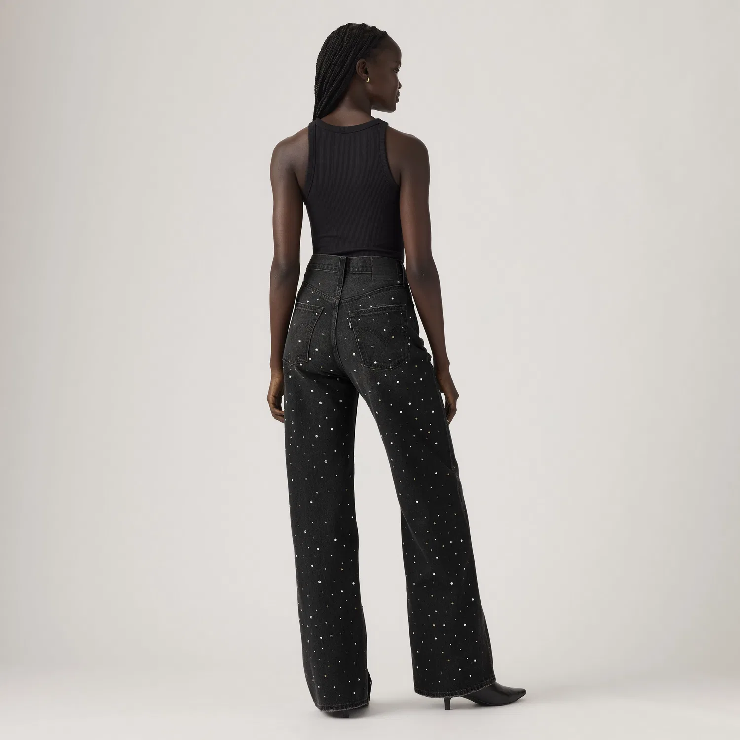 Женские джинсы с широкими штанинами и ребристой текстурой Levi's, Black — фото 3