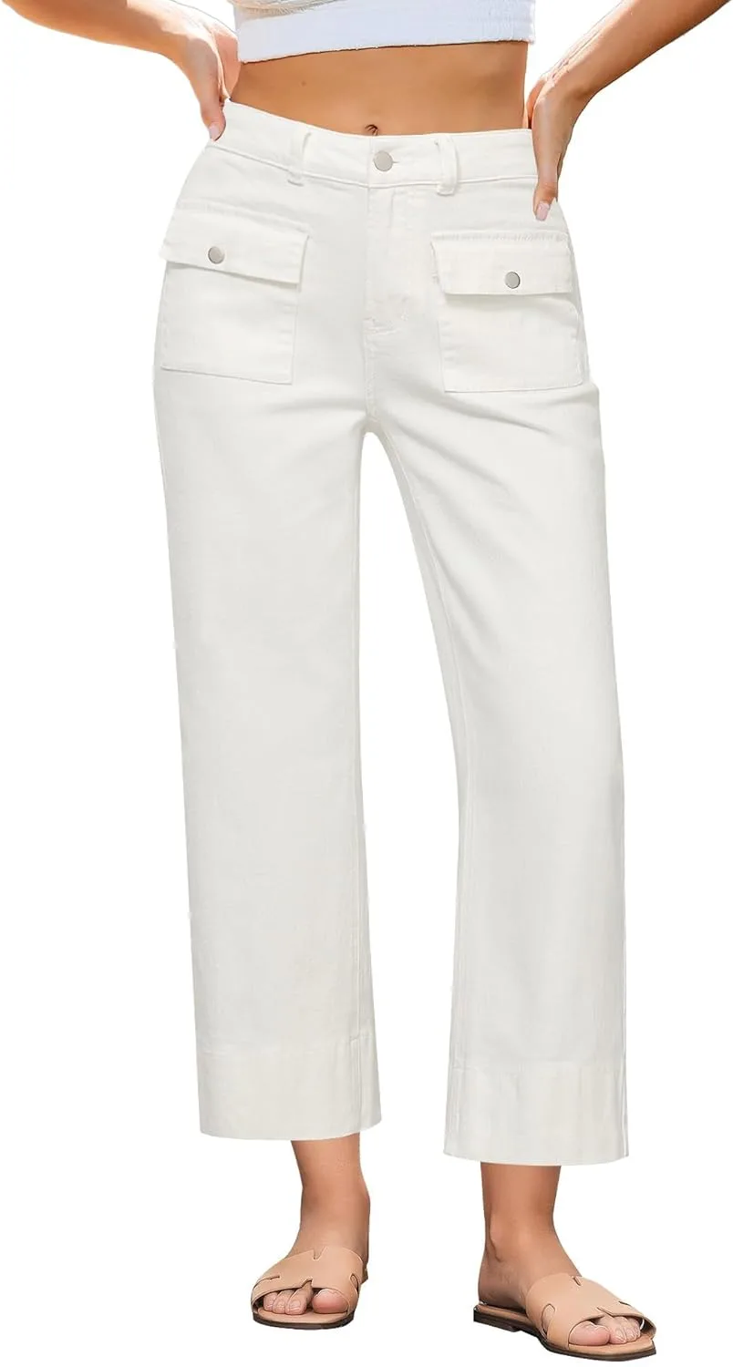 

GRAPENT джинсы Wide Leg для женщин, высокие, прямые, укороченные