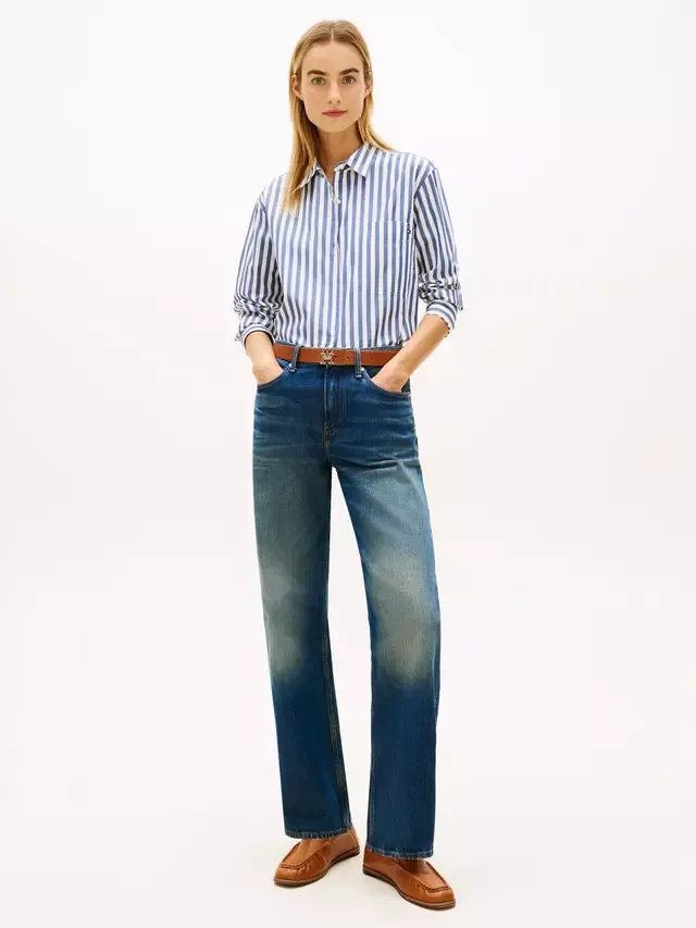 Полосатая рубашка оверсайз, сине-разноцветная Tommy Hilfiger — фото 2