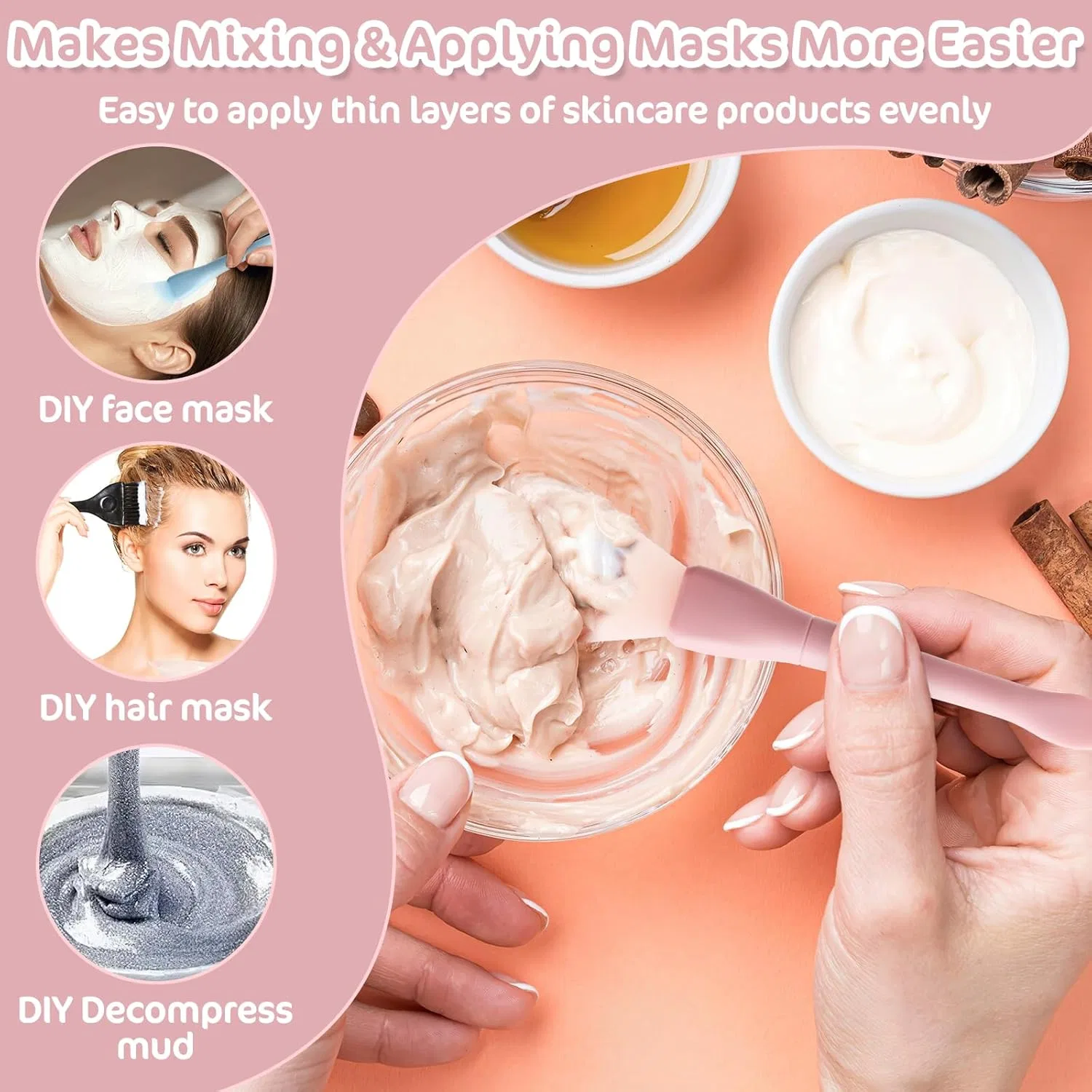 Набор из 2 силиконовых кистей-аппликаторов для масок Wy Lighting Level, Blue, Pink — фото 4