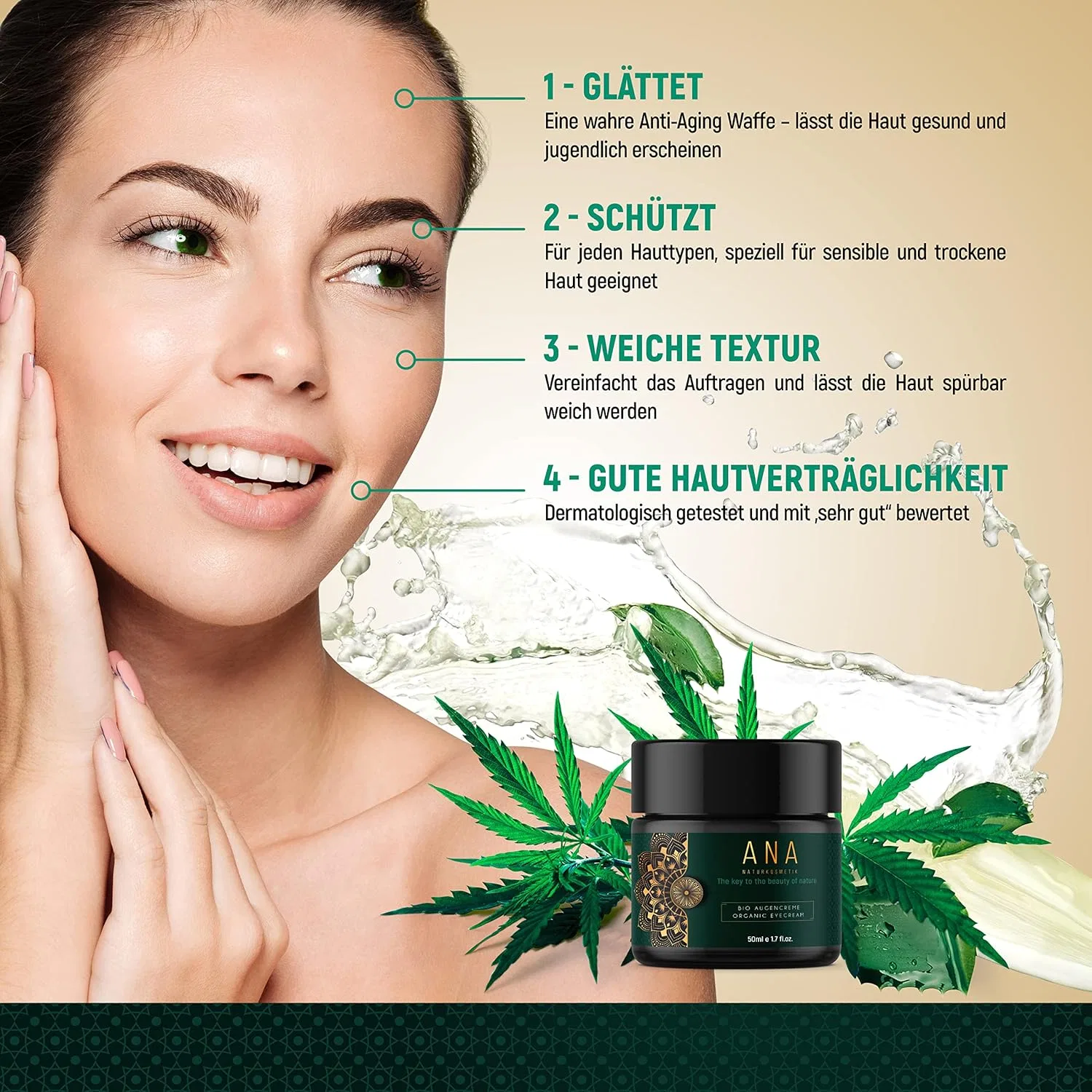 Органический крем для глаз с алоэ вера ANA Naturkosmetik, 50 мл ‎Ana Naturkosmetik — фото 4