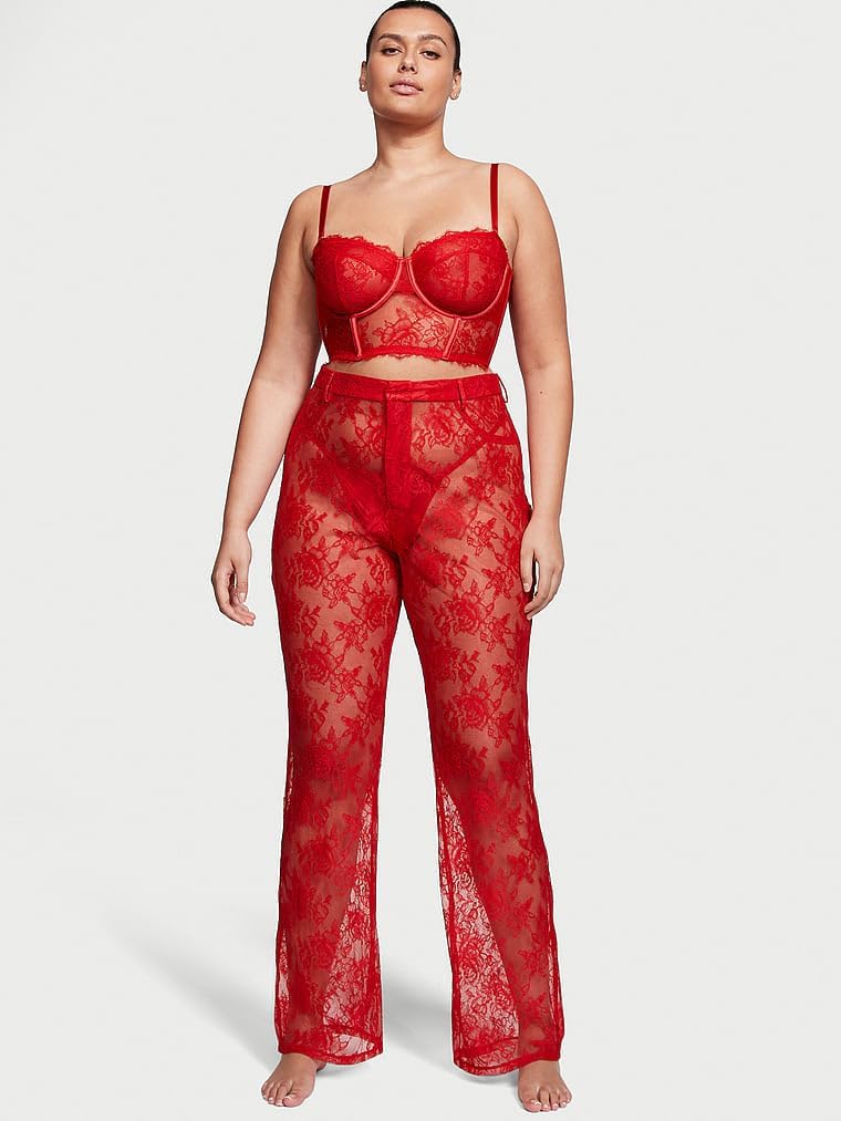 Victoria's Secret VS Archives Rose Lace Pants, женское белье (XS-XL), Lipstick Red — фото 2