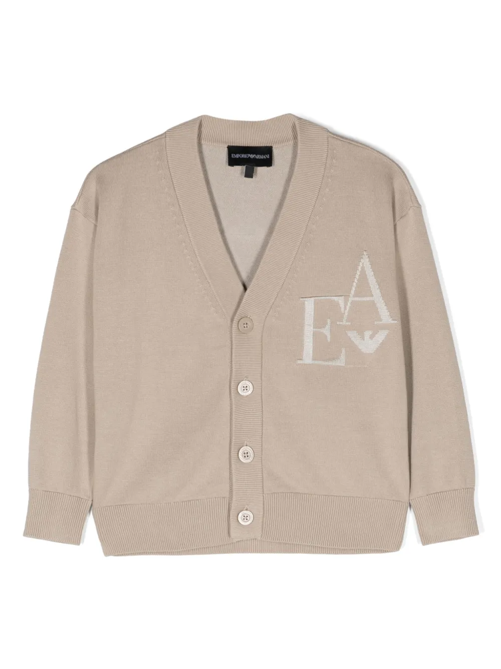

Кардиган с жаккардовым логотипом Emporio Armani Kids, нейтральный