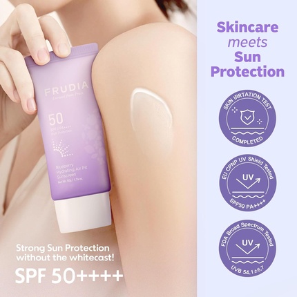 Увлажняющий солнцезащитный крем Air Fit с черникой и SPF 50, увлажняющий корейский крем для лица Frudia — фото 3