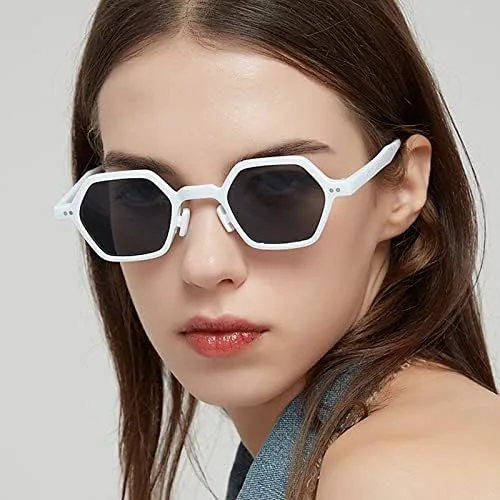 

Солнцезащитные очки Polygon 2027 для женщин, прозрачные линзы Ocean, мужские солнцезащитные очки с заклепками, защита от УФ-излучения UV400 MTZJH, White Grey