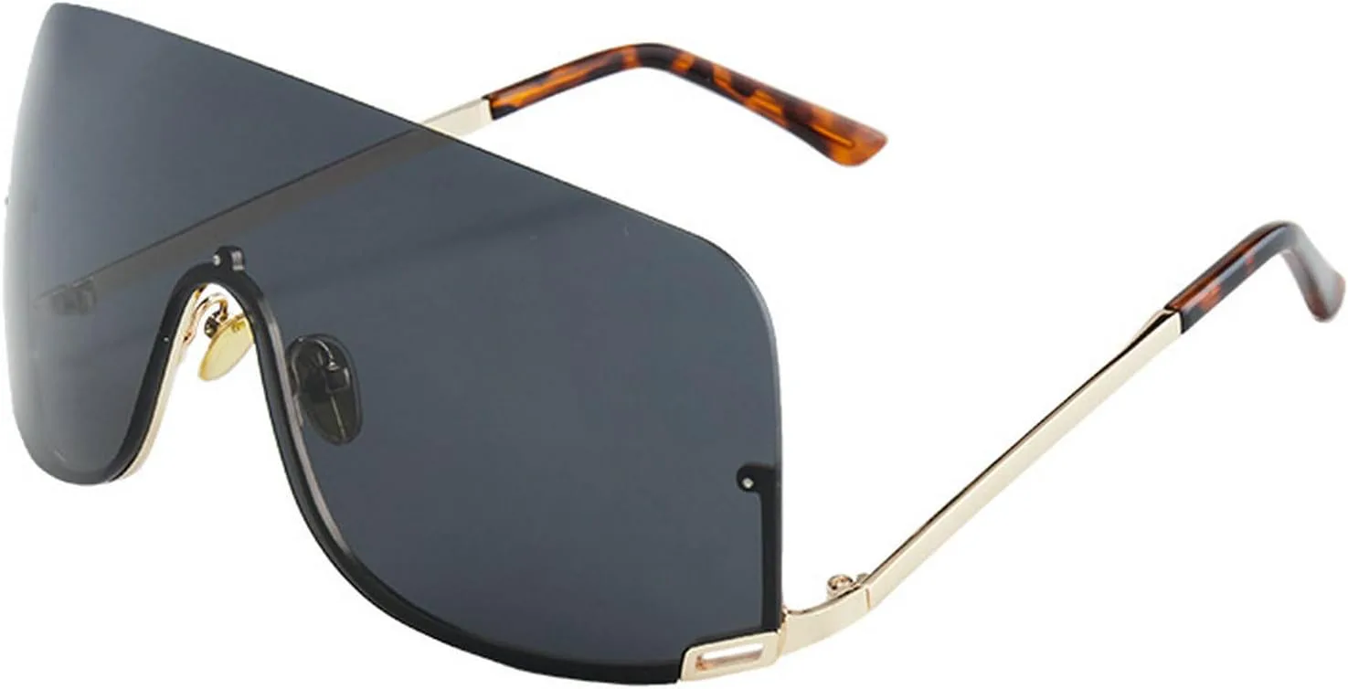 

Крупные квадратные солнцезащитные очки для женщин, уникальные цельные модные солнцезащитные очки для мужчин, панк-очки, трендовые женские очки UV400 mincl, Gold Black