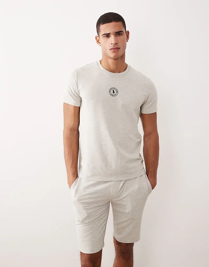 

Футболка Polo Ralph Lauren с центральным логотипом, лёгкий меланжевый цвет