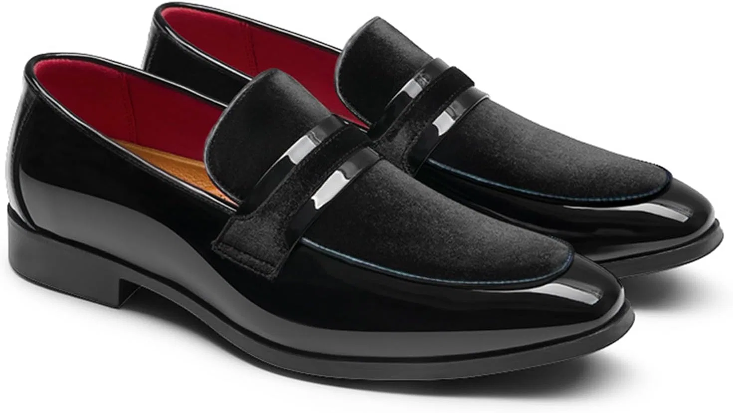 Лоферы кожаные лаковые на каблуке, Mens, классические, Black NVBUKE