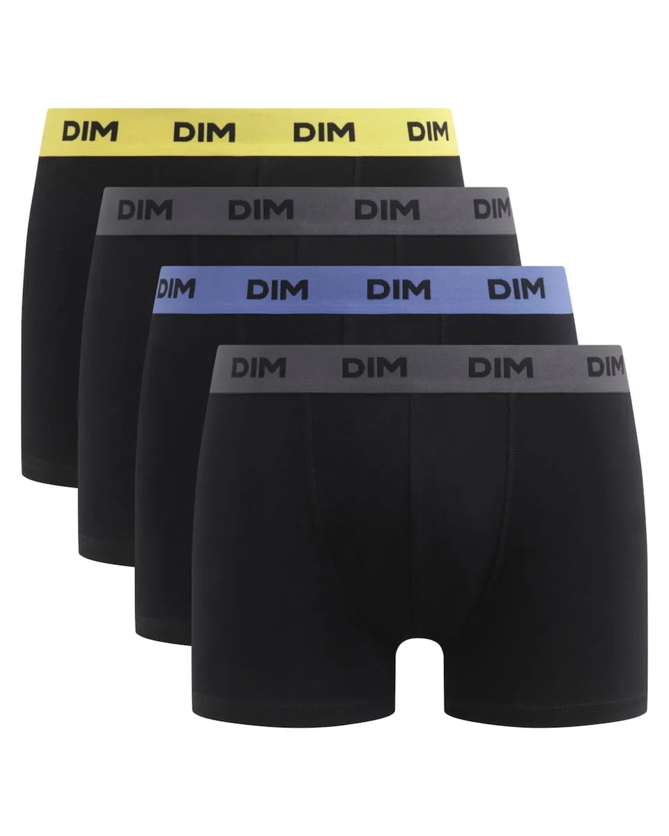 

Набор из четырех боксеров из эластичного хлопка с принтованной поясной резинкой Dim, черный