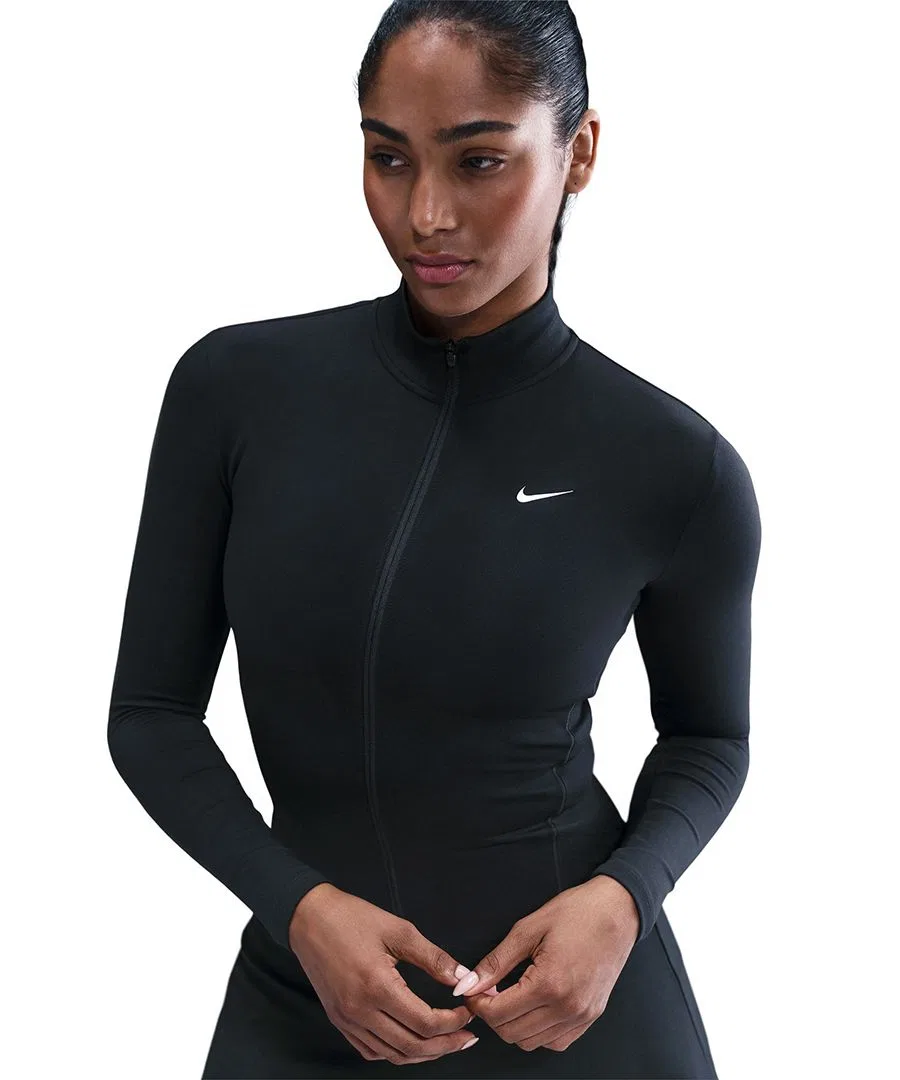 Женская приталенная куртка на молнии Nike, черный/белый — фото 2