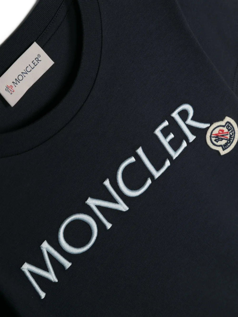 Футболка с вышитым логотипом Moncler Enfant, синий — фото 3