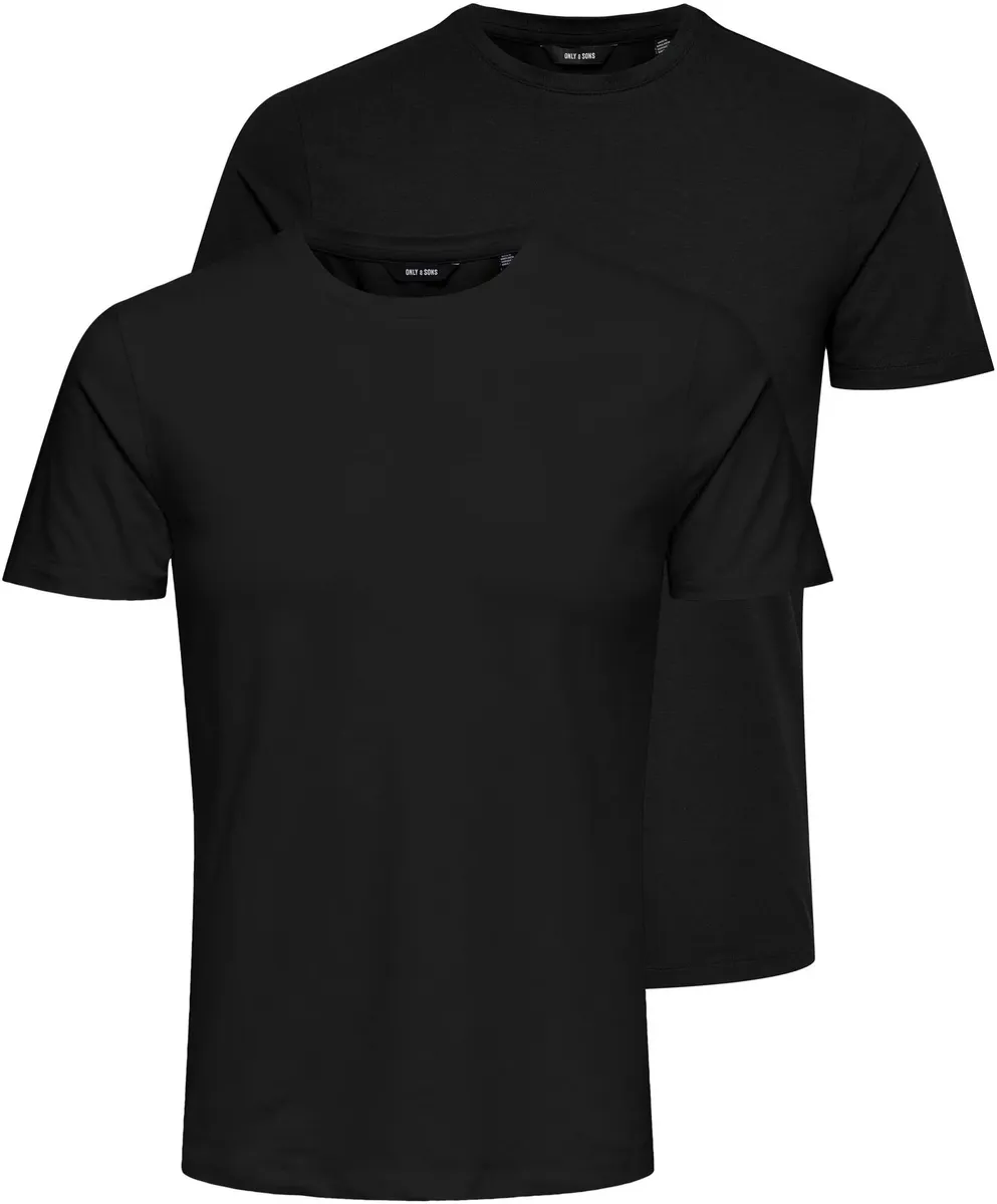 

ФУТБОЛКА ONLY & SONS "BASIC LIFE SLIM O-NECK 2-PACK", черный