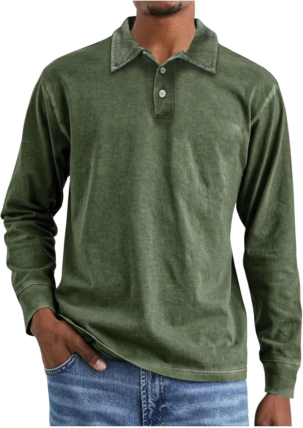 

Мужская хлопковая рубашка с лацканами для гольфа — длинный рукав, Casual Cambkatl