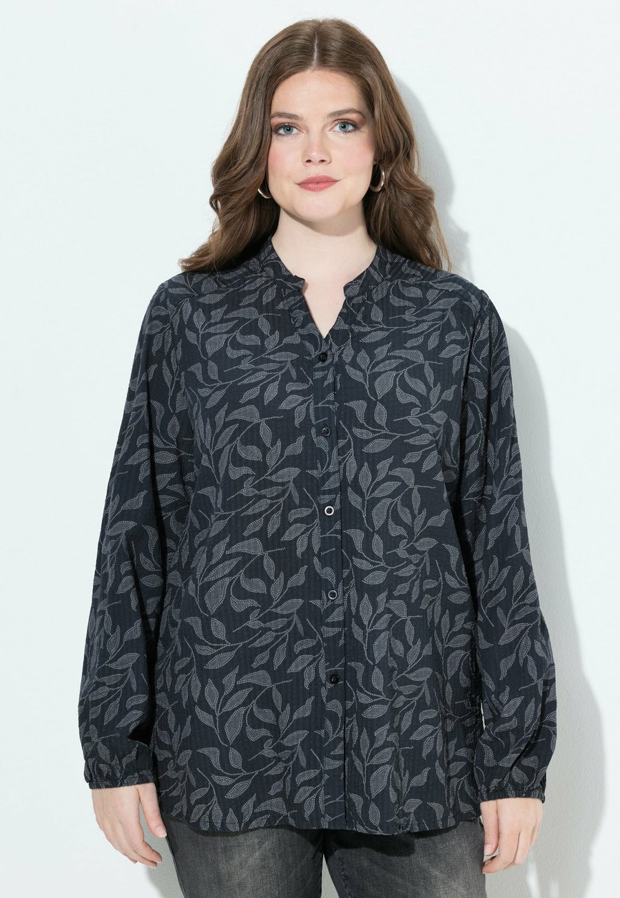 

Блуза Ulla Popken POINTILLISM LEAF PRINT, Black