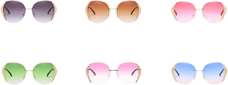 

Женские солнцезащитные очки без оправы, роскошные очки с стразами, большие солнцезащитные очки, винтажные очки для женщин, градиентные модные очки TKKTLLT, Gold-grey