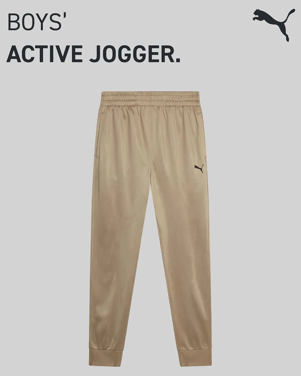 Спортивные брюки PUMA Active для мальчиков - спортивные трикотажные брюки-джоггеры для мальчиков с карманами и эластичным поясом (размеры: 8-20), Tan — фото 2