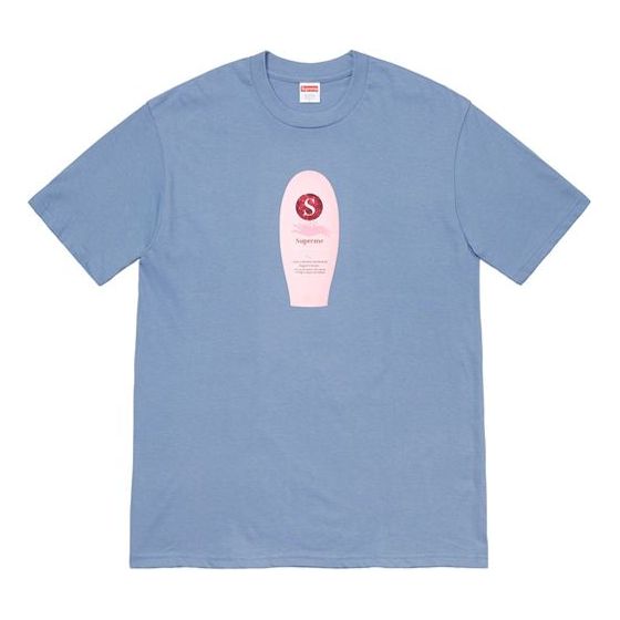 

Футболка fw19 week 1 super cream tee short sleeve blue gray Supreme, серый