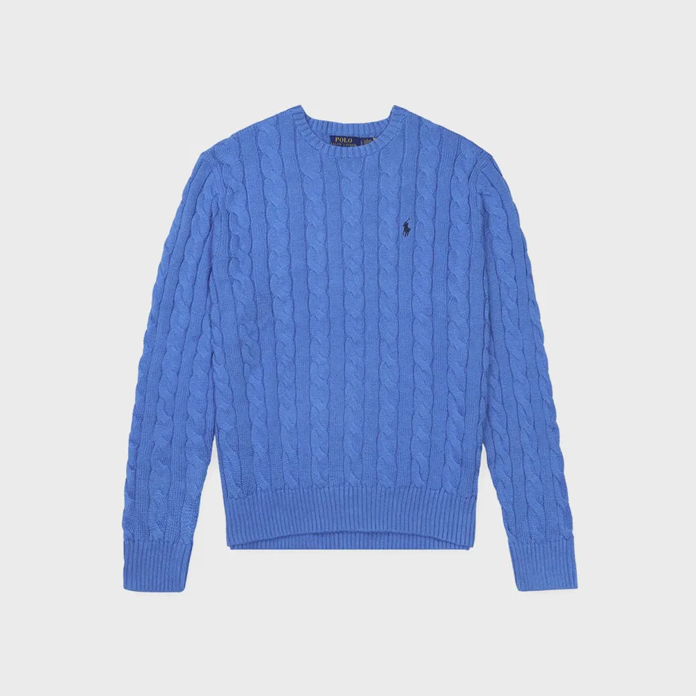 Мужской синий хлопковый свитер крупной вязки от Polo Ralph Lauren