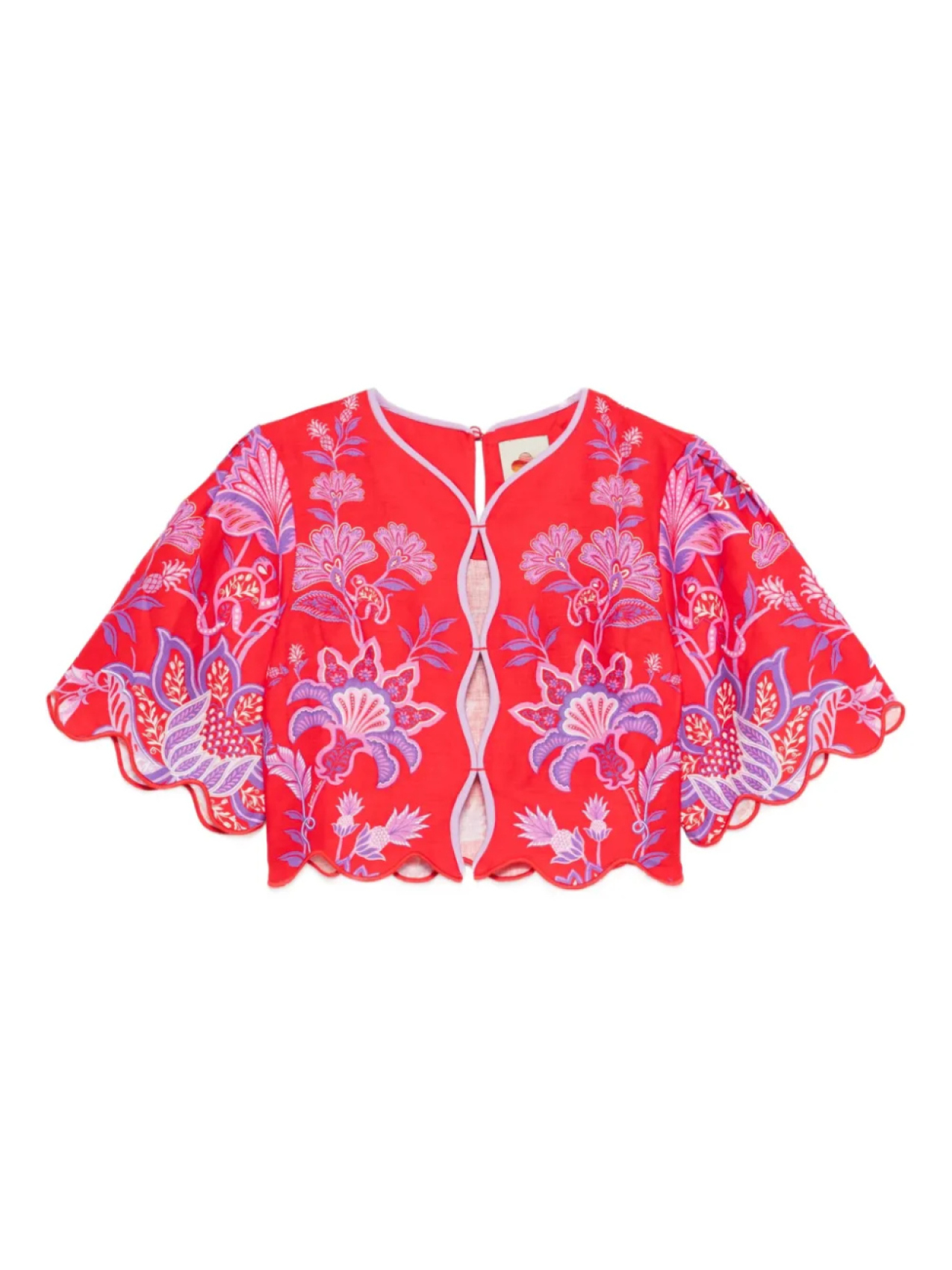 

Топ FARM Rio Porcelain Garden floral-print scalloped top, красный