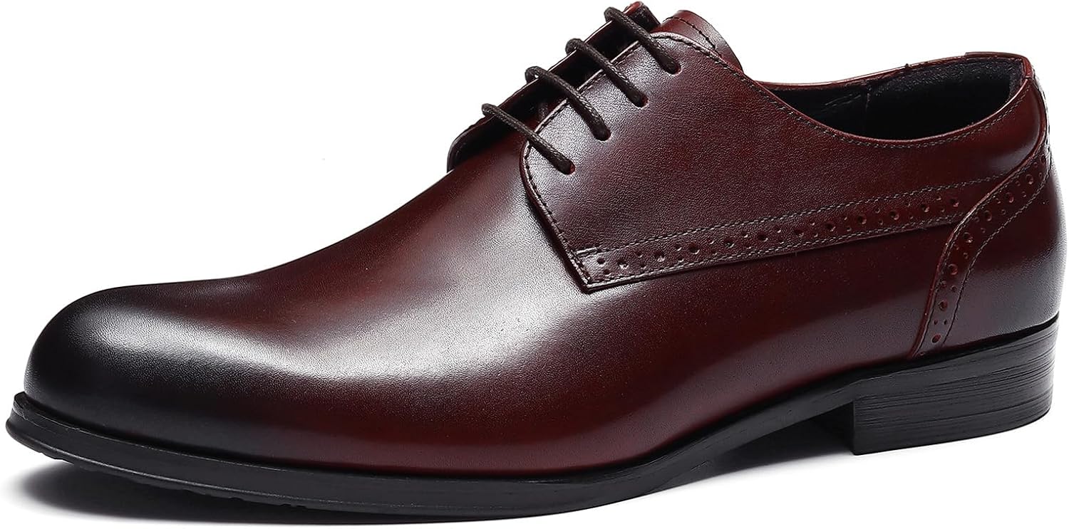

Мужские дерби классические туфли с гладким носком, верх из цельнозерной кожи, вдохновленные брогами, для деловой и повседневной носки 23107 Windhana, Claret