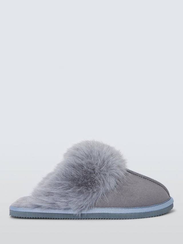 Мягкие тапочки-мул из искусственного меха microsuede John Lewis, серый
