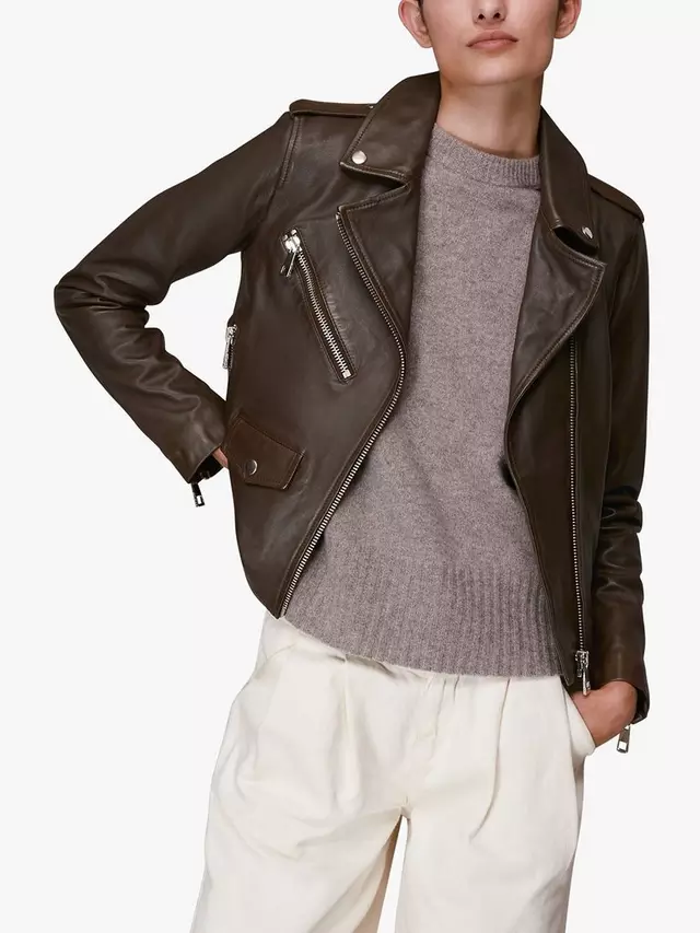 

Куртка Whistles Agnes Leather Biker, цвет chocolate
