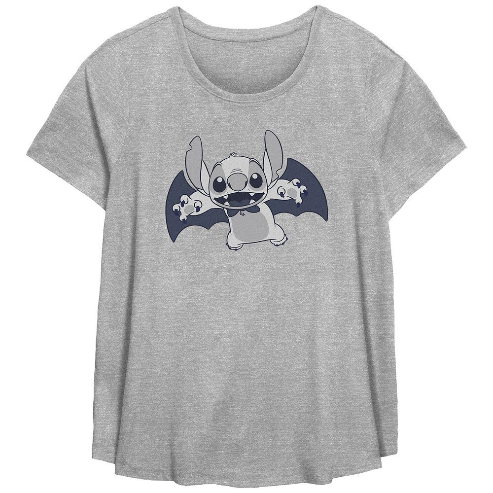 

Футболка больших размеров с струящимся рисунком Disney's Lilo & Stitch Vampire Stitch, цвет Heather Gray