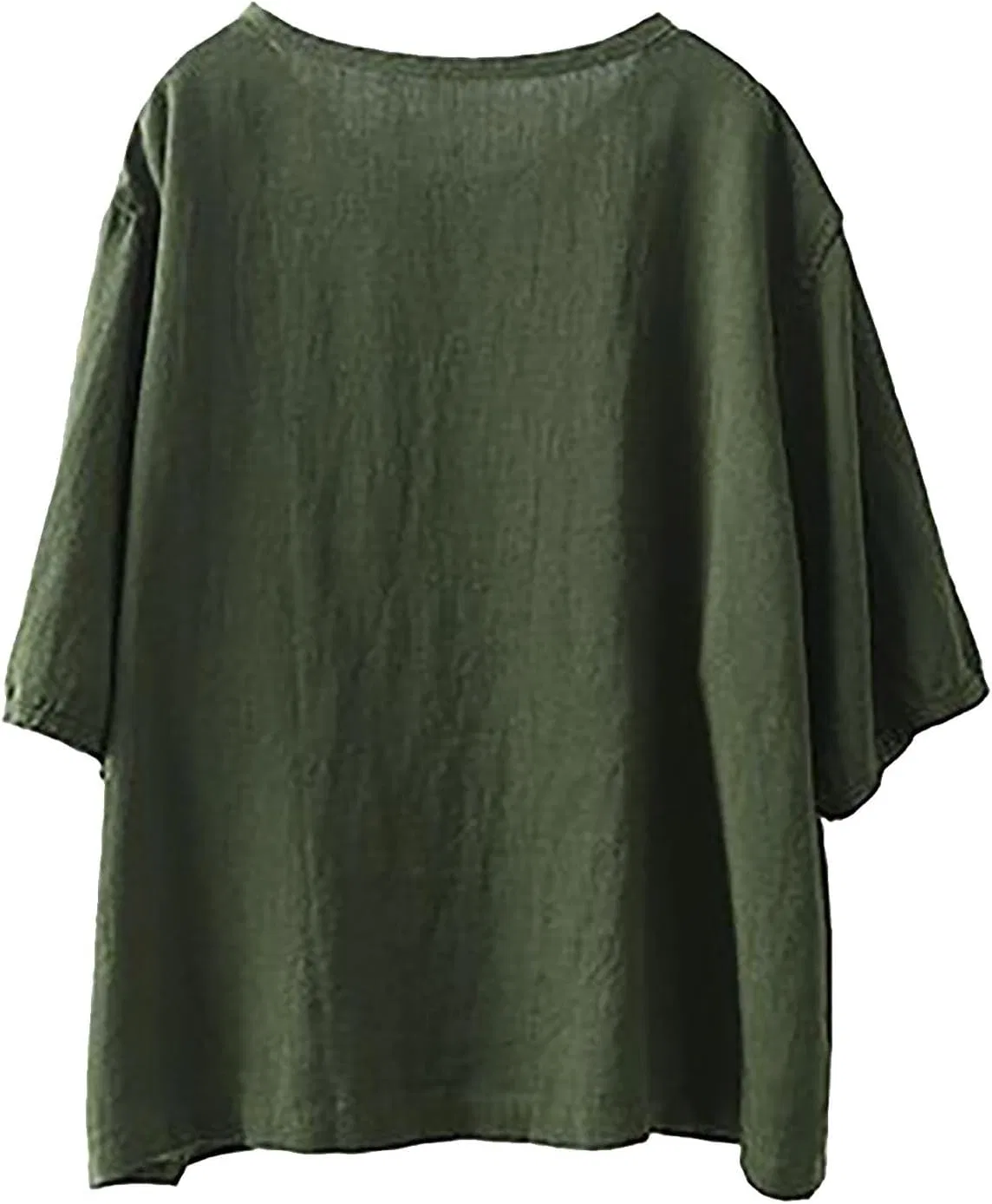 Блуза, длинный рукав, Cotton Linen Shirt, зеленый — фото 4