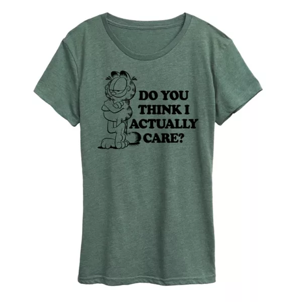 

Женская футболка Garfield "А тебе кажется, что мне не плевать" Licensed Character, зеленый