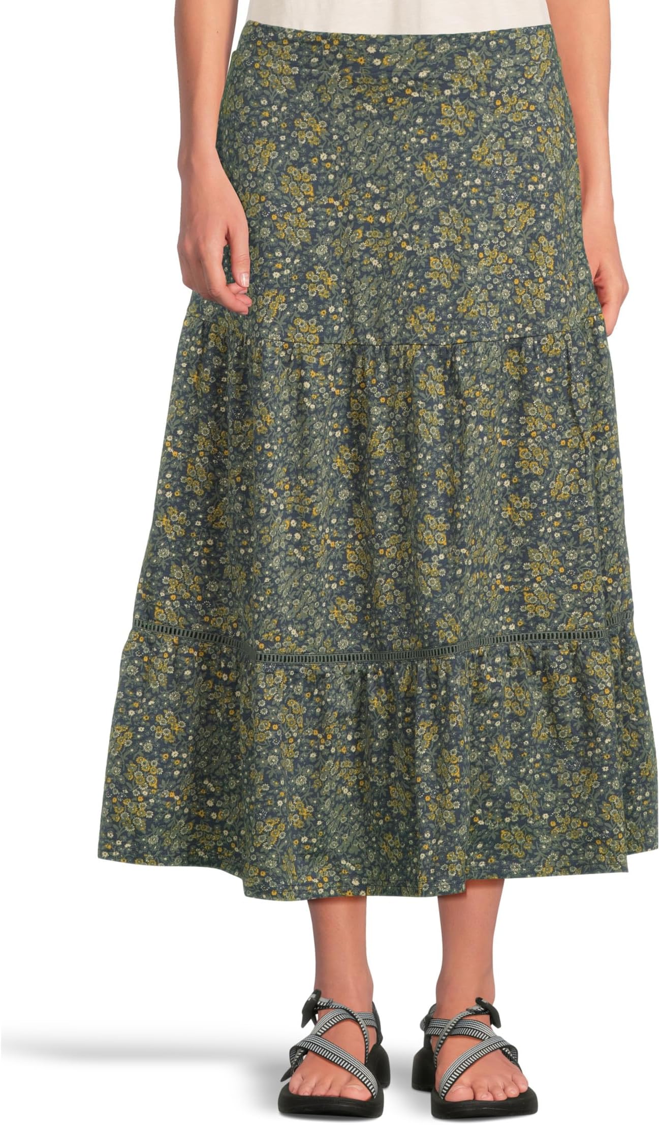 

Юбка Toad&Co Marigold Tiered Midi Skirt, цвет True Navy Retro Print