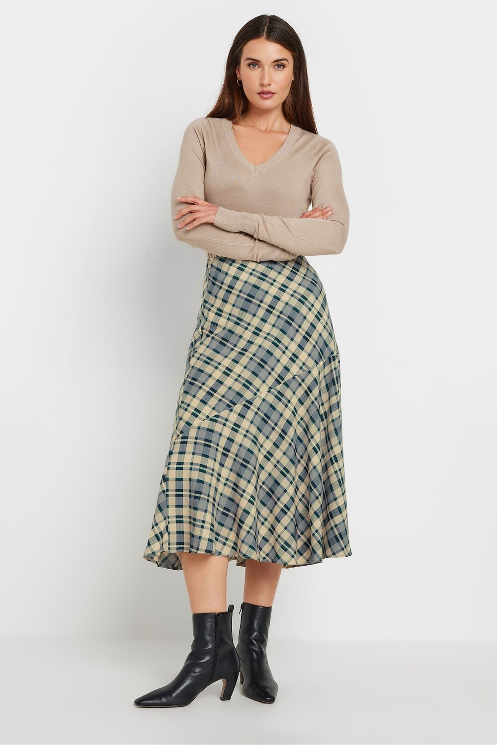 

Юбка макси в клетку с ярусами Long Tall Sally, синий