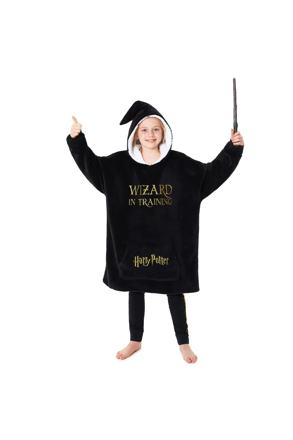 Детский халат-пончо Harry Potter Oversized Hoodie Blanket, черный