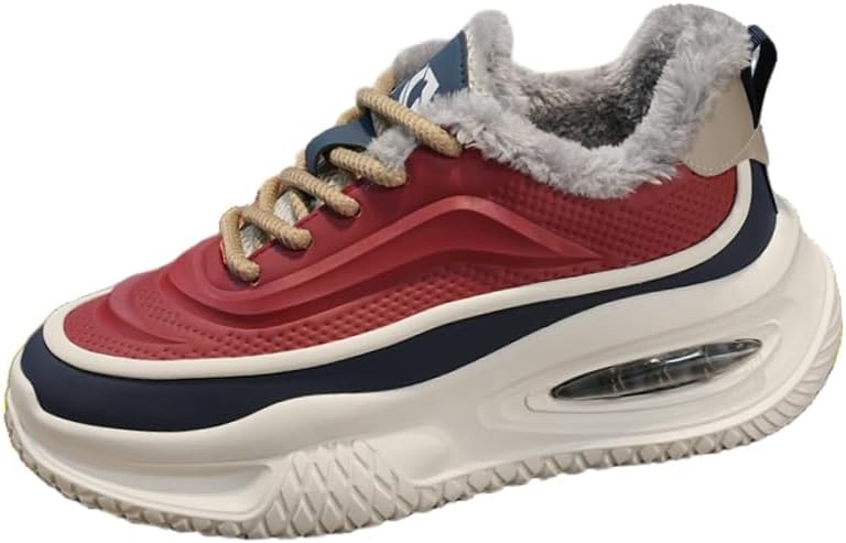 

Мужские теплые и прочные спортивные кроссовки на толстой подошве, с полиуретановым покрытием, подходят для бега, поездок на работу, учебы, осенне-зимнего сезона Fusecottc, красный