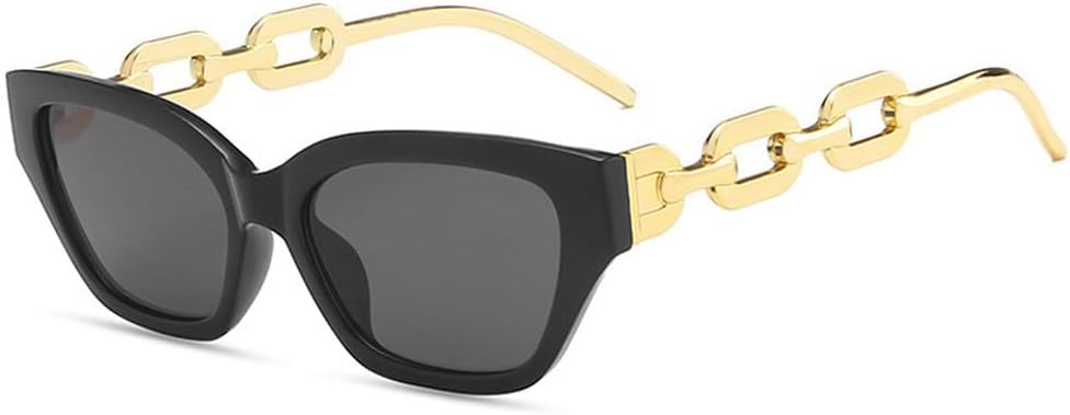 

Популярные модные солнцезащитные очки «кошачий глаз» для женщин, ретро-очки с цепочками для мужчин, панк-очки, солнцезащитные очки с защитой от УФ-излучения UV400 TKKTLLT, Black Gray