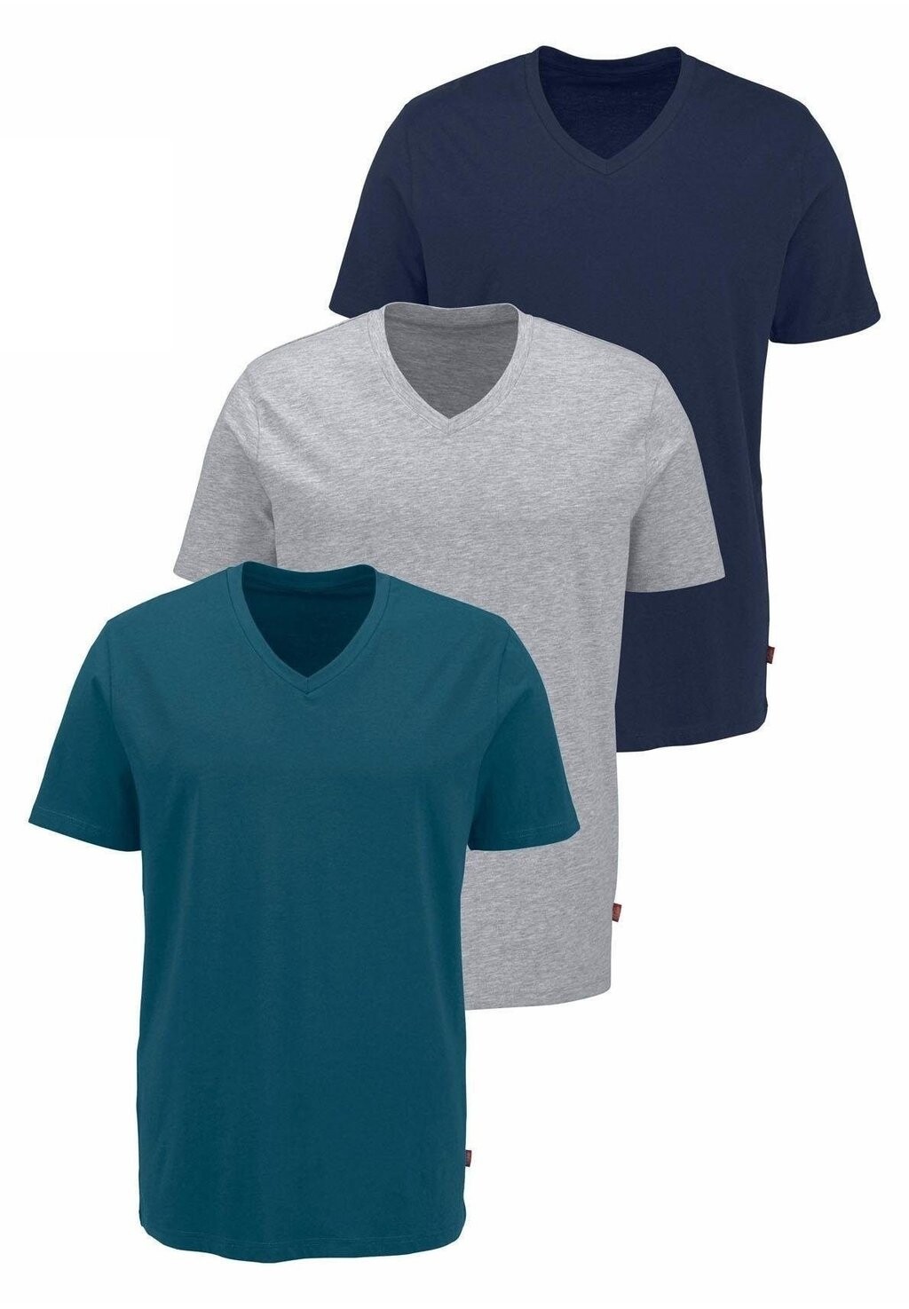 

Футболка базовая 3 PACK Bruno Banani, цвет petrol navy grau meliert