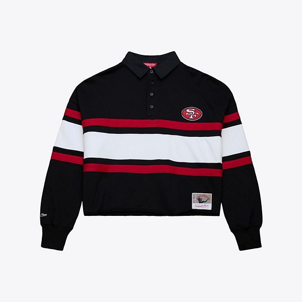 

Женская черная футболка-поло с длинным рукавом San Francisco 49ers Mitchell & Ness