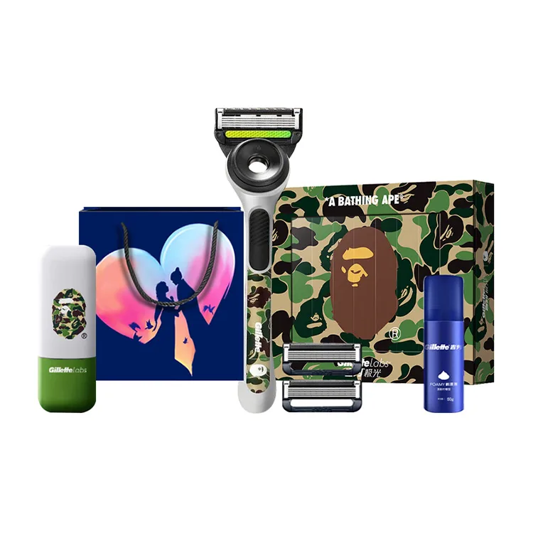 Средство для бритья для мужчин Gillette, 1 Knife Racks+2 Blade Heads+Shaving Foam+Collaboration Multifunction Box+Qixi Festival Shopping Bag