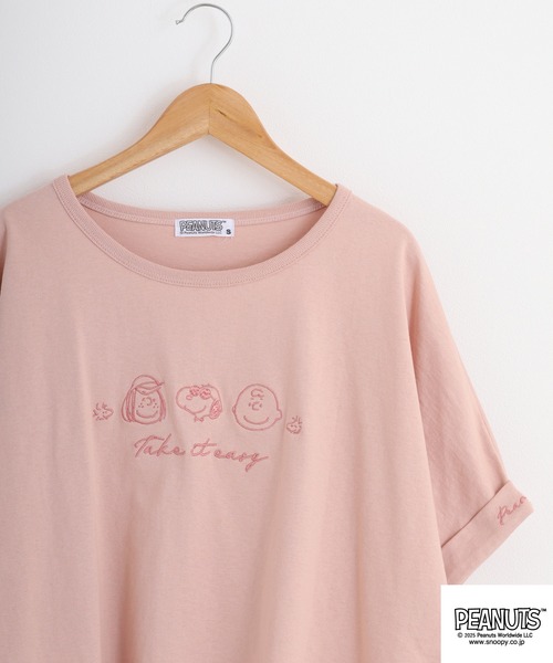 

Футболка с коротким рукавом, принт "Peanuts", розовый/бежевый