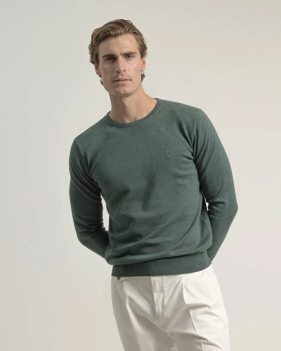 

Мужской свитер с круглым вырезом из хлопка PuroEgo, темно-зеленый