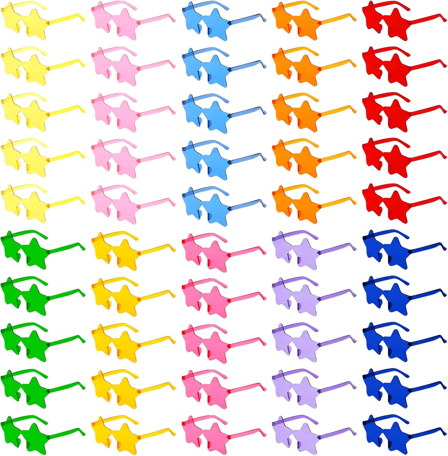 

Оптовая продажа: 50 пар солнцезащитных очков без оправы в форме звезды, забавные красочные очки для вечеринок в стиле звезд для женщин и мужчин Geopty, Assorted Colors