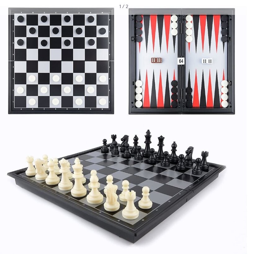 

3В1 Шахматы, Шашки и Нарды, логические игры, 25 Х 25 см W&K