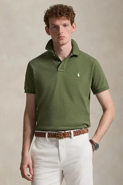 Поло из хлопка slim fit Polo Ralph Lauren, зеленый