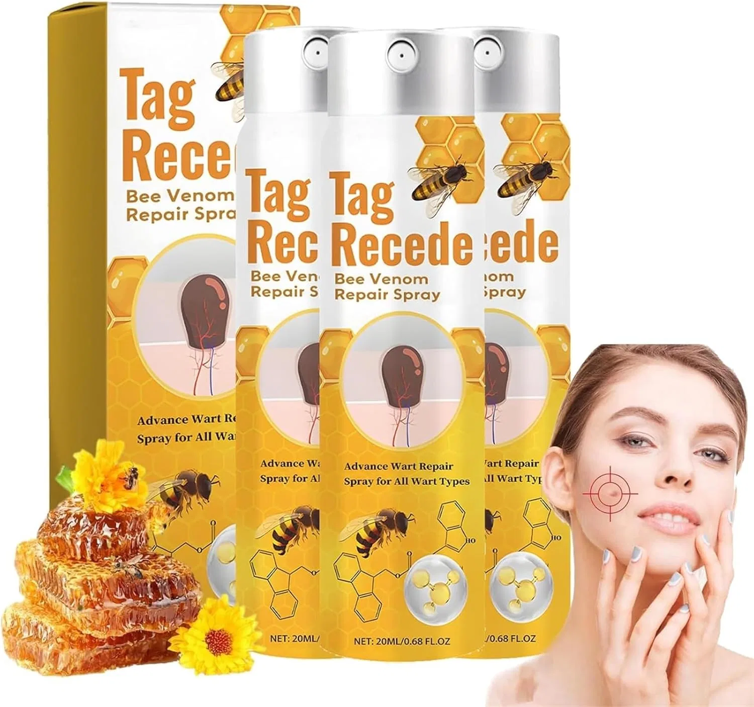 Спрей для лица и тела с пчелиным ядом Tag Recede (3 шт.) Generic, Tag Recede Bee Venom Spray
