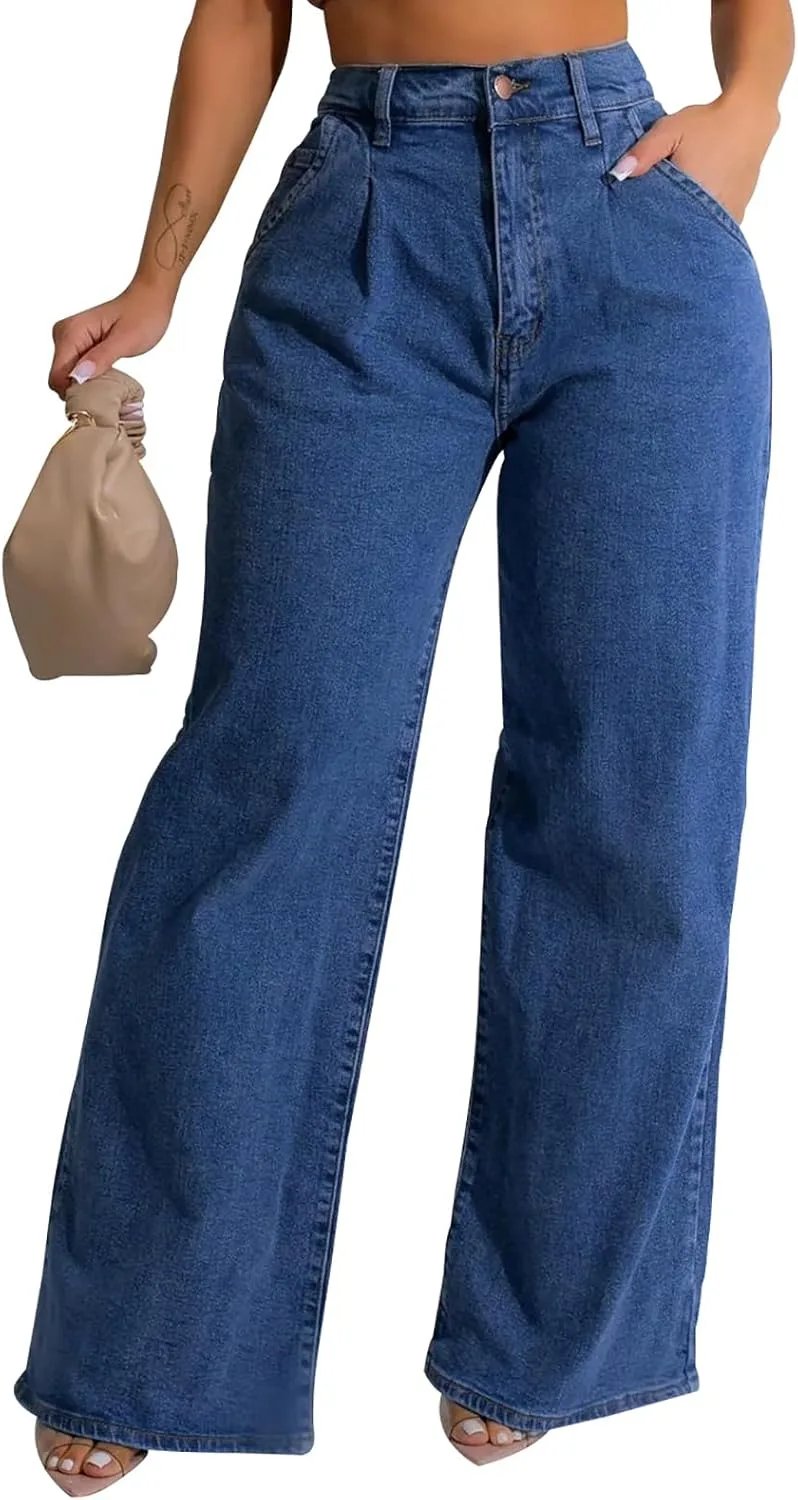 

FairBeauty женские джинсы прямые высокие на талии мешковатые boyfriend casual stretchy